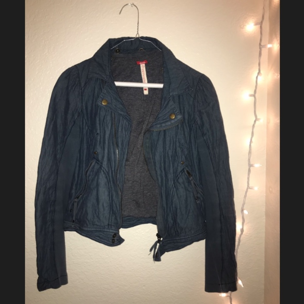 Free people denim, sweatshirt-lined jacket